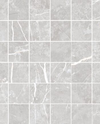 Marmorikuvioinen mattapintainen mosaiikkilaatta Tau Elite Silver 5x5, 30x30 cm, hopeanharmaa