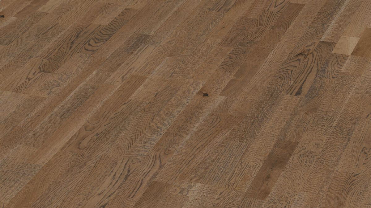 Tammiparketti Meister, Longlife PC 200, Olive grey oak lively vintage 09040, 3-sauva, 2400 x 200 mm, harjattu, ultramatta lakka