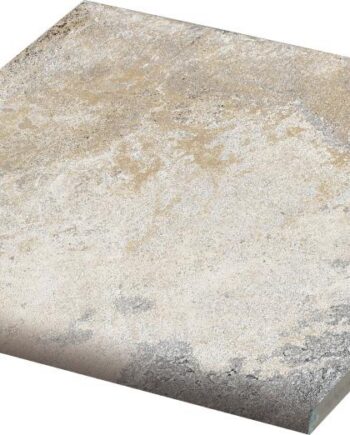 Pyöristetty reunalaatta (bullnose), liuskekivikuvio Dune Ardesia Chiara Bullnose, 14,7x14,7 cm, 8 mm, vaalea kvartsiitinharmaa, R12