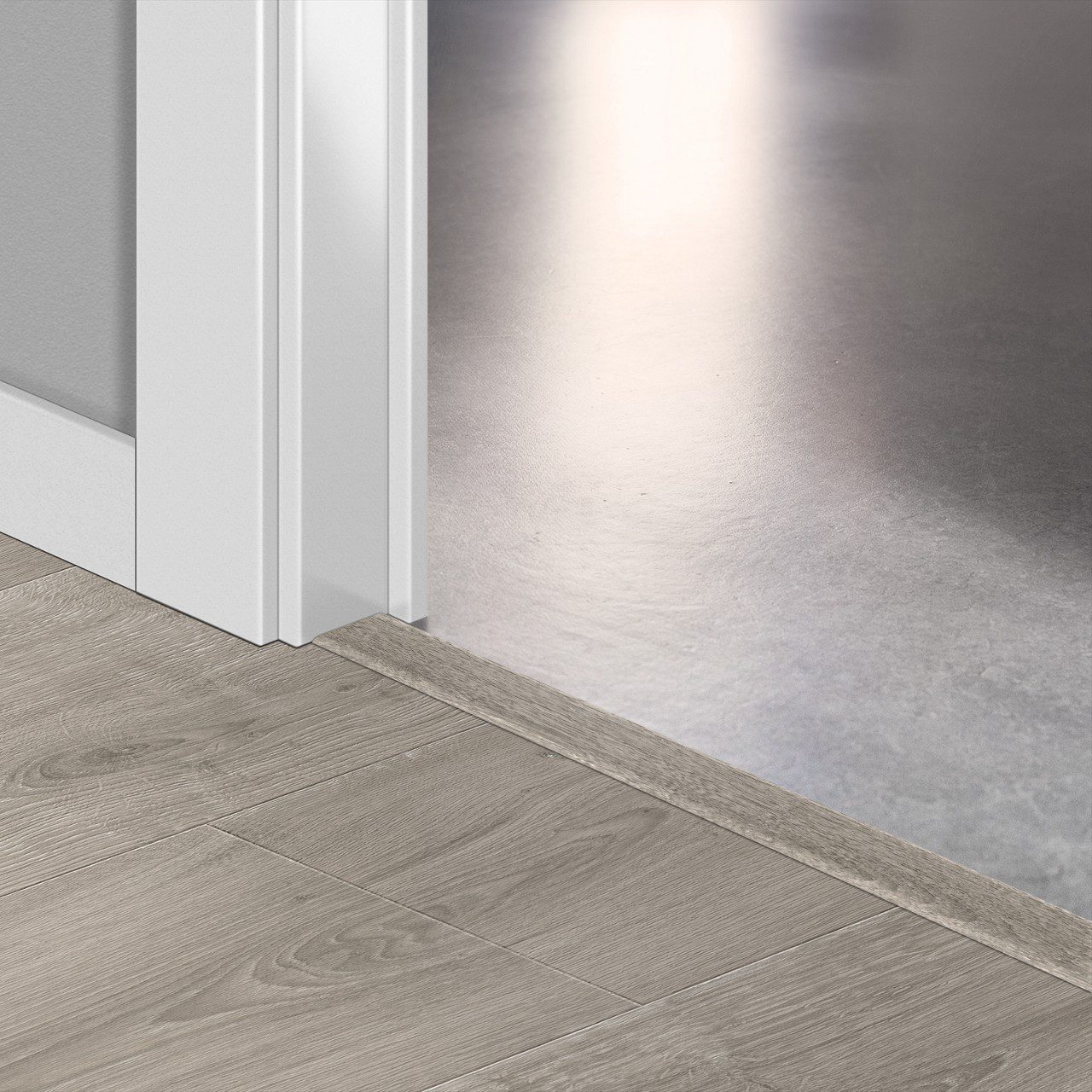 Incizo 5in1 -siirtymälista Quick-Step Brushed Oak Grey laminaatille, 13x48x2150 mm
