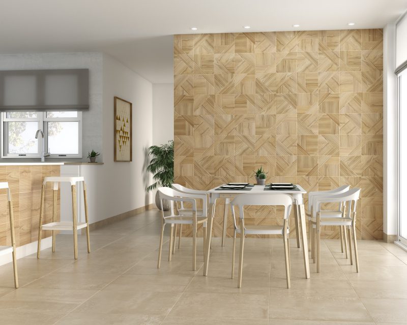 Triibulise 3D reljeefiga keraamiline seinaplaat Dune Stripes Mix Teak, 25x25 cm, 10 mm, tiikpuu
