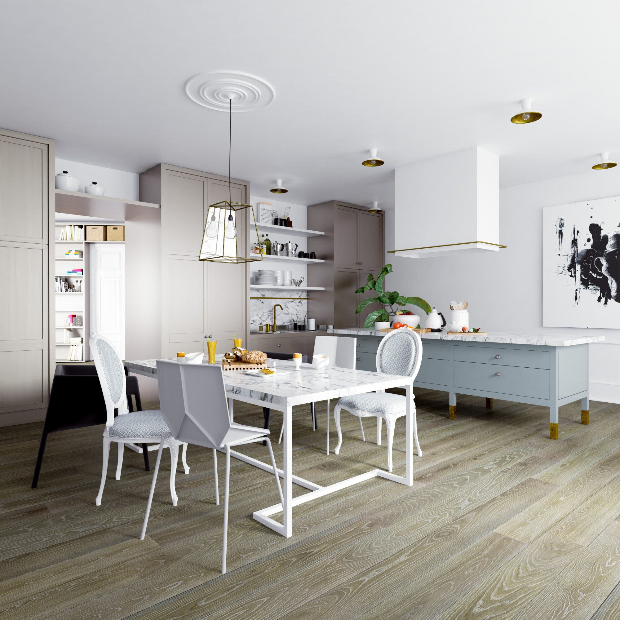 Tammiparketti Esta Vivid Olive Grey Ivory Pores erittäin mattalakattu – 3