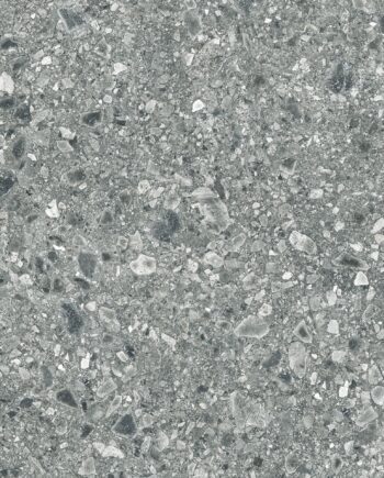 Terrazzokuvioinen mattapintainen lattialaatta Terrazzo Smoke, 60x60 cm, 8,8 mm, savunharmaa