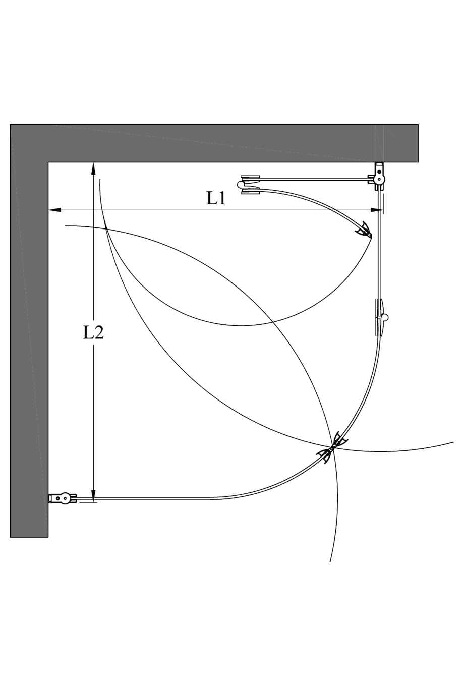 Kaareva suihkunurkka Hietakari Infinia 270 – mittapiirros Kaareva suihkunurkka Hietakari Infinia 270 – mittapiirros