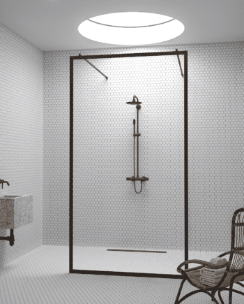 Walk-in-suihkuseinä Hietakari Bläk 712 New York, valkoinen kehys, kirkas lasi
