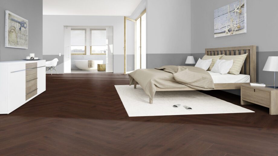 Parketti Tammi, ter Hürne, kalanruoto, Oak red brown, harjattu, viistetty, erityisesti matta lakka – 4