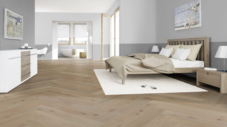 Parketti Tammi, ter Hürne, kalanruoto, Oak sand brown, harjattu, viistetty, luonnonöljy – 3