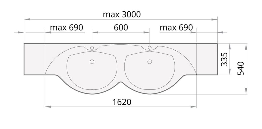 Pesuallas PAA BETA DUO kiiltävä kivi 1620-2000 mm – 4