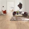 Engineered wooden floor Tarkett Grace Oak Era basket weave installed on living room floor