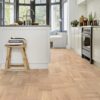 Wooden floor Tarkett Grace Oak Era basket weave installed on kitchen floor.