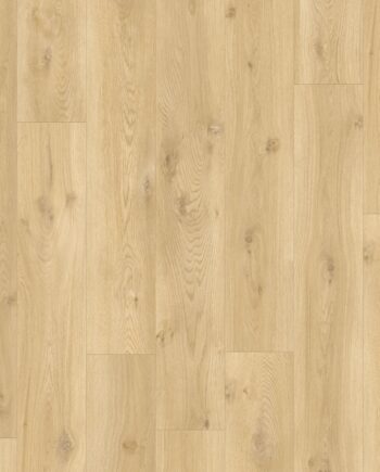 Vinyylilankku Quick Step Blos Vaalea Drift tammi beige vaalea tammi kuosi ja luonnollinen puunsyy vaalea beige sävy vinyylilattia sisustuksessa