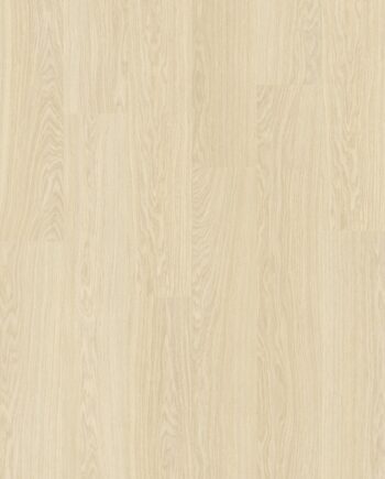 Vinyylilattia Quick Step Bloom Pure Tammi Polar, erittäin vaalea polaarinen tammen sävy ja lankkudesign.