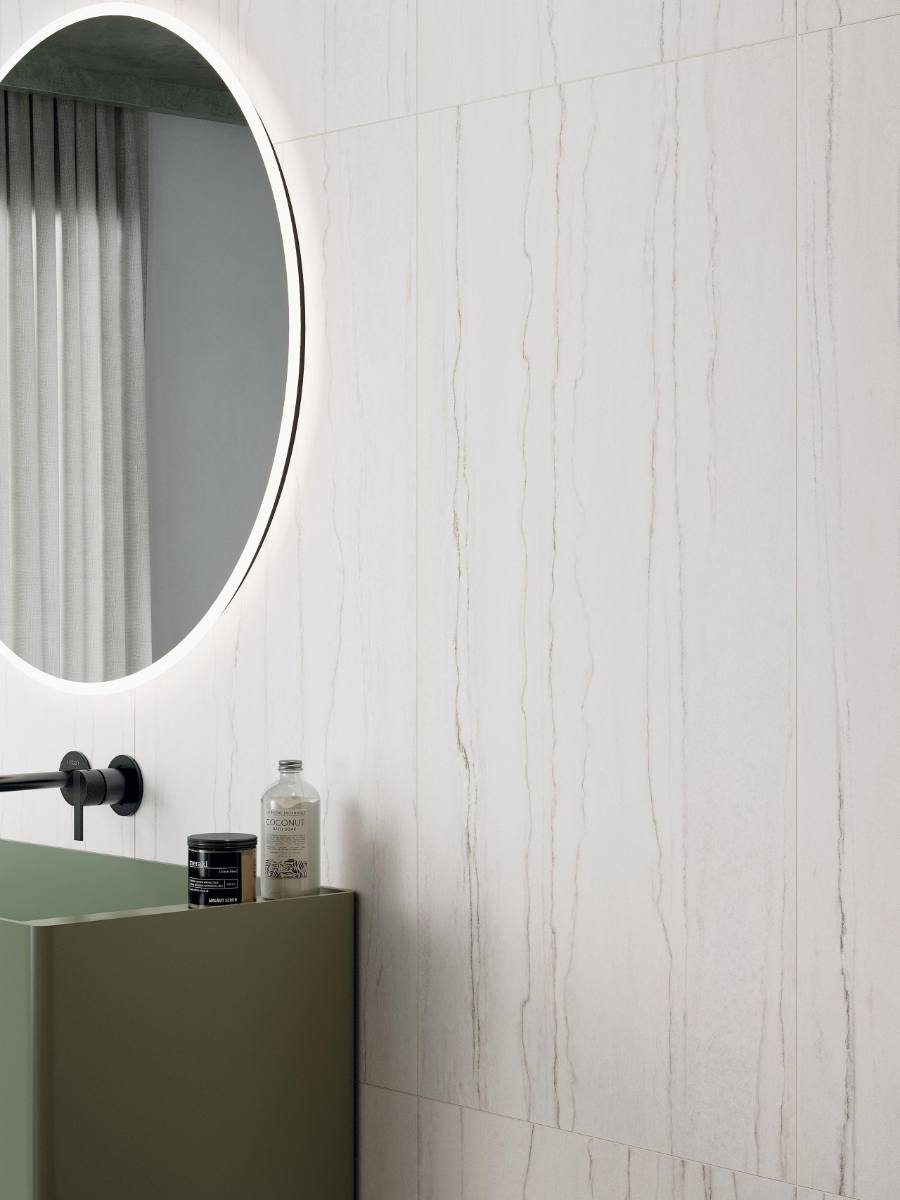 Marmorijäljitelmä laatta ABK Sensi Nuance White Macaubas, 60x120 cm, 8,5 mm, kiiltävä strukturoitu 3D (lux 3D)