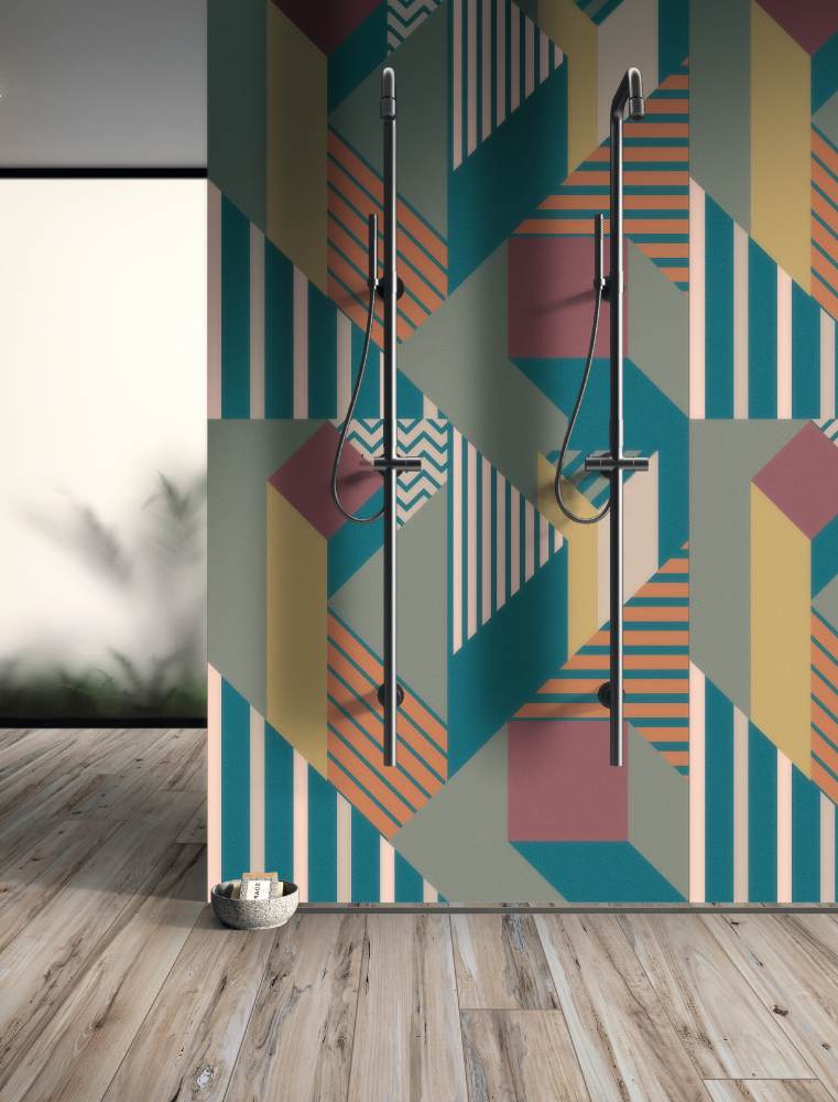 Kuviollinen koristesuurlaatta ABK Wide&Style Perspective Brown, 120x280 cm, 6 mm, matta