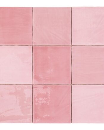 Käsityötyylinen reliefipintainen keraaminen seinälaatta Dune Tabarca Rosa, 15x15 cm, 9 mm, roosa