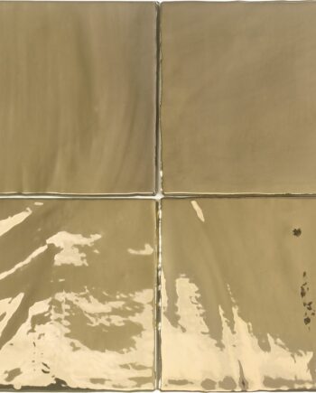 Kiiltävä kultainen metallinhohtoinen reliefipintainen keraaminen seinälaatta Dune Tabarca Gold Glossy, 15x15 cm, 9 mm