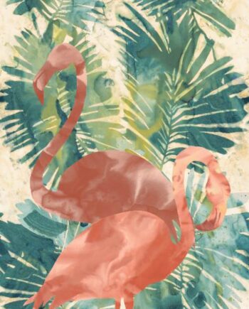 Kuviollinen koristesuurlaatta ABK Wide&Style Tropical Flamingo, 160x320 cm, 6 mm, matta