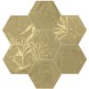 Kuusnurkne troopilise taimemustriga portselanplaat Dune Magnet Tropic Gold, 15x17 cm, 8 mm, kuldne