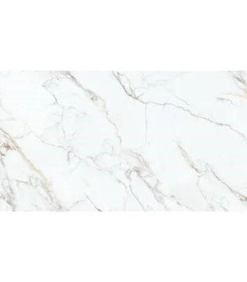 Marmorikuvioinen satiinikiiltoinen lattialaatta Lumina Gold, 60x120 cm, 8 mm, valkoinen