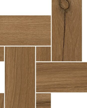 Puukuvioinen mosaiikkilaatta Tau Loire Umber Legno, 22x22 cm, umbranruskea