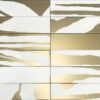 PVD-metallmustriga keraamiline seinaplaat Dune Flat Savannah White & Gold, 7,5x30 cm, 8 mm, valge-kuldne